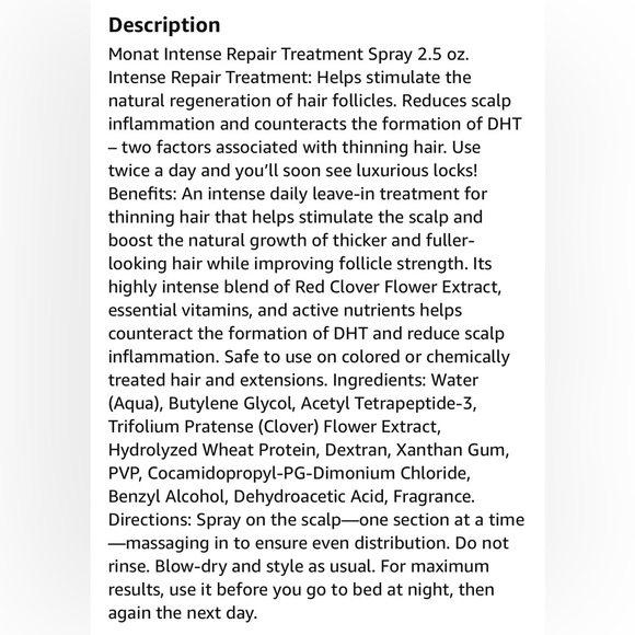 Monat Intense Repair Treatment Spray Infused with REJUVENIQE | New Never Used - Picture 4 of 4